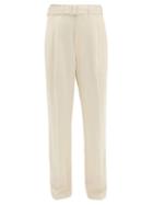 Matchesfashion.com Lemaire - Belted Crepe Wide-leg Trousers - Womens - Ivory