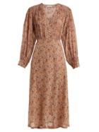 Matchesfashion.com Masscob - Blaise Floral Print Silk Midi Dress - Womens - Pink Multi