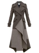 Matchesfashion.com Alexander Mcqueen - Draped Double Breasted Wool Blend Coat - Womens - Grey Multi
