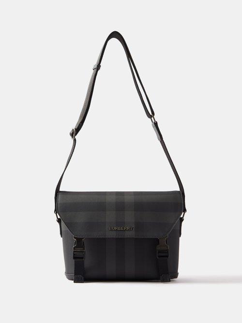 Burberry - London-check Faux-leather Cross-body Bag - Mens - Charcoal Black