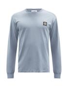 Matchesfashion.com Stone Island - Logo-patch Cotton-jersey Long-sleeved T-shirt - Mens - Blue