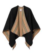 Burberry - Icon Stripe Wool Cape - Womens - Black Multi