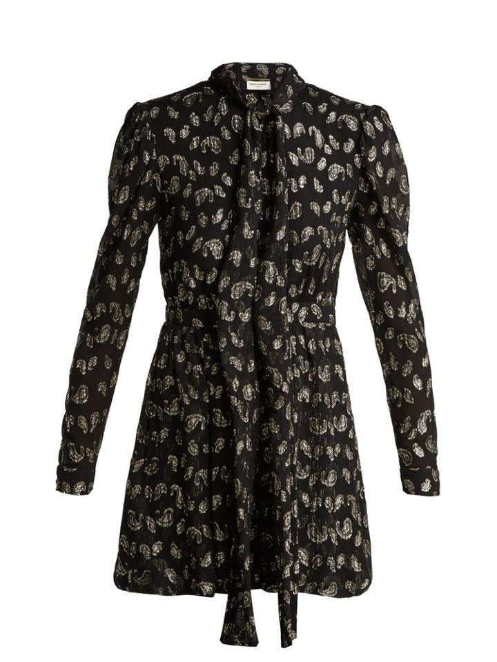 Saint Laurent Paisley Silk-blend Fil-coup Dress