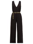 Matchesfashion.com Solid & Striped - Belted Linen-blend Wide-leg Jumpsuit - Womens - Black
