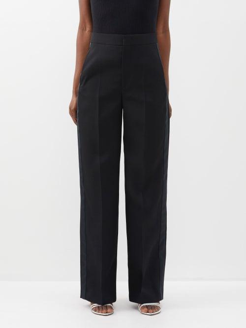 Isabel Marant - Scarly Side-stripe Wool Flared Trousers - Womens - Black