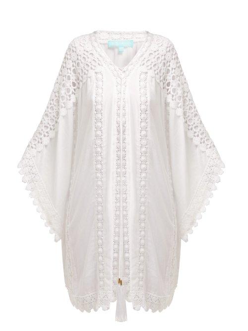 Matchesfashion.com Melissa Odabash - Cindy Crochet Insert Short Kaftan - Womens - White