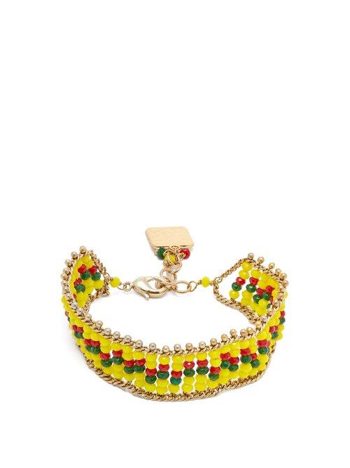 Matchesfashion.com Rosantica By Michela Panero - Striped Beaded Bracelet - Womens - Yellow