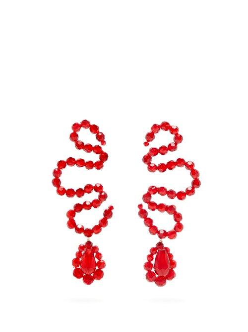 Matchesfashion.com Simone Rocha - Wiggle Beaded Earrings - Womens - Red