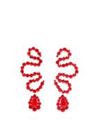 Matchesfashion.com Simone Rocha - Wiggle Beaded Earrings - Womens - Red