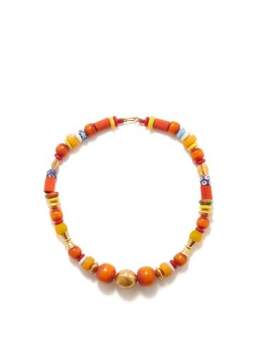 Katerina Makriyianni - Sunsets Bead & Gold-vermeil Necklace - Womens - Orange Gold