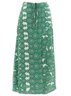 Matchesfashion.com Themis Z - Salome Maze-print Silk Wrap Skirt - Womens - Green Multi