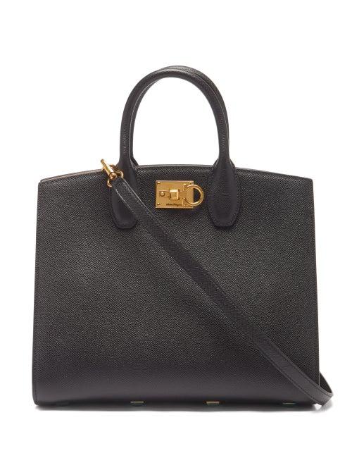 Salvatore Ferragamo - The Studio Box Grained-leather Handbag - Womens - Black