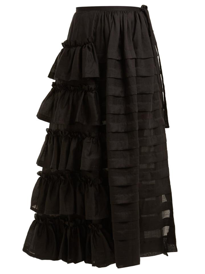 Isa Arfen Tiered-ruffle Ramie Skirt