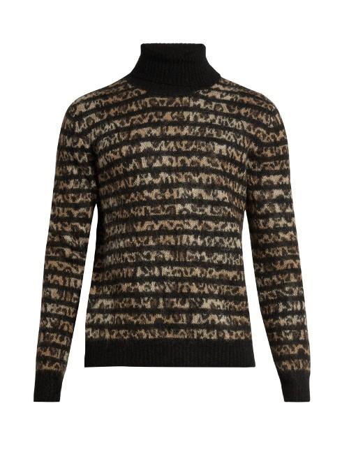 Saint Laurent Leopard-intarsia Mohair-blend Sweater
