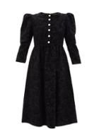 Matchesfashion.com Batsheva - Square-neck Paisley Flocked Wool Midi Dress - Womens - Black