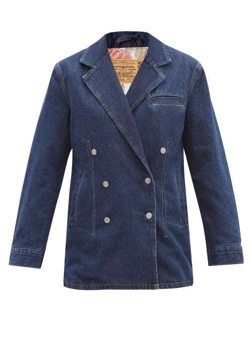 Matchesfashion.com Ganni - X Levi's Double-breasted Denim Blazer - Womens - Dark Denim