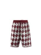 Ashish - Harlequin Sequinned Basketball Shorts - Womens - Burgundy Multi
