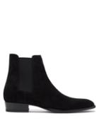 Mens Shoes Saint Laurent - Wyatt Suede Chelsea Boots - Mens - Black