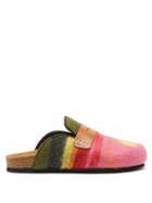 Jw Anderson - Landscape Felted-wool Backless Penny Loafers - Womens - Pink Multi