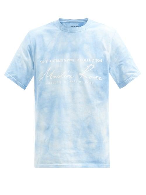 Matchesfashion.com Martine Rose - Logo-print Tie-dye Cotton-jersey T-shirt - Mens - Blue