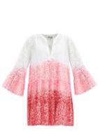 Matchesfashion.com Juliet Dunn - Tiered Floral-print Ombr Cotton-voile Dress - Womens - Pink Print