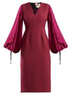 Matchesfashion.com Roksanda - Darya Blouson Sleeve Crepe Dress - Womens - Purple