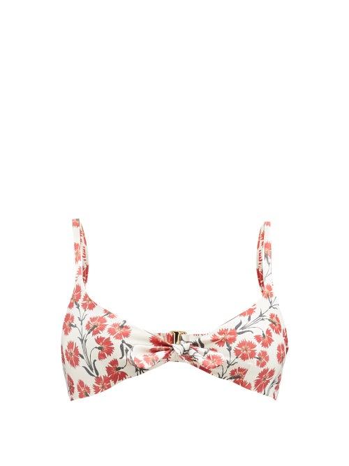 Matchesfashion.com Agua By Agua Bendita - Tamarindo Floral-print Bikini Top - Womens - White Print