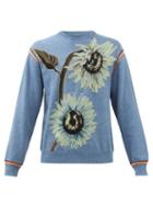 Paul Smith - Sunflower-jacquard Cotton-blend Sweater - Mens - Blue Multi