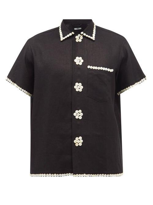 Bode - Pearly Royal Button-trim Cotton Shirt - Mens - Black