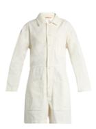 Bliss And Mischief Long-sleeved Cotton-denim Playsuit
