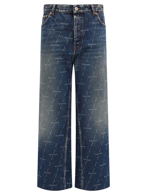 Matchesfashion.com Balenciaga - Monogram-logo Cropped Jeans - Womens - Denim