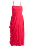 Matchesfashion.com Carolina Herrera - Draped Silk Chiffon Midi Dress - Womens - Pink