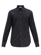 Matchesfashion.com Alexander Mcqueen - Harness Striped Cotton Blend Shirt - Mens - Black