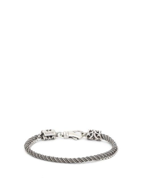 Matchesfashion.com Emanuele Bicocchi - Spiral And Box-chain Sterling-silver Bracelet - Mens - Silver