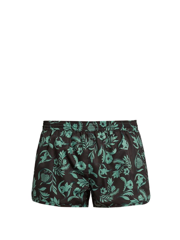 Ami Leaf-print Swim Shorts