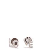 Rosa De La Cruz - Love Text Diamond & 18kt White-gold Earrings - Womens - White Gold