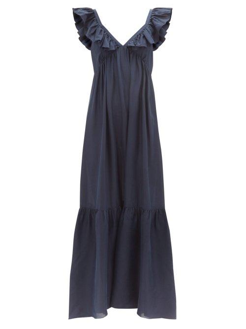 Matchesfashion.com Masscob - Acacia Ruffled Silk Dress - Womens - Blue