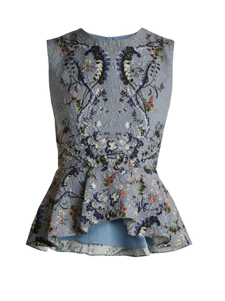 Erdem Queenie Paisley Vine-print Matelass Peplum Top