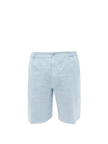 120 Lino 120% Lino - Linen-cambric Bermuda Shorts - Mens - Blue