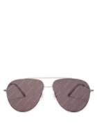 Matchesfashion.com Balenciaga - Invisible Logo Aviator Metal Sunglasses - Mens - Silver