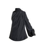 Matchesfashion.com Hillier Bartley - Asymmetric Fringed Scarf Silk Satin Blouse - Womens - Navy White