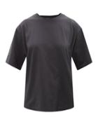 4 Moncler Hyke - Oversized Logo-print Cotton-jersey T-shirt - Womens - Navy