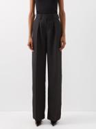 Alexandre Vauthier - High-rise Pleated Wool-twill Trousers - Womens - Black