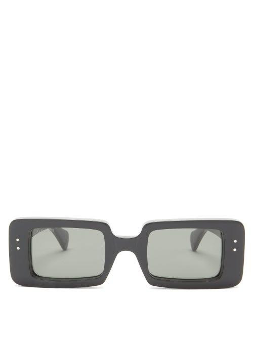 Mens Eyewear Gucci - Rectangular Acetate Sunglasses - Mens - Black