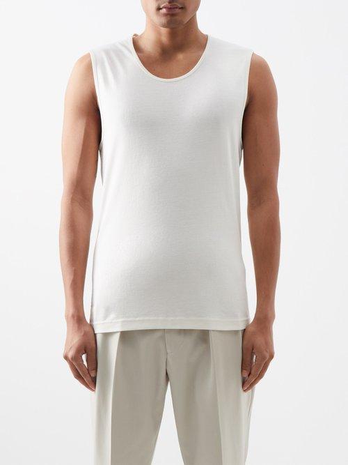 Lemaire - Ribbed-trim Cotton-jersey Tank Top - Mens - Cream