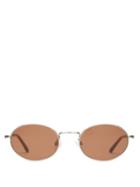 Matchesfashion.com Sun Buddies - Aaliyah Oval Framed Metal Sunglasses - Mens - Silver Multi