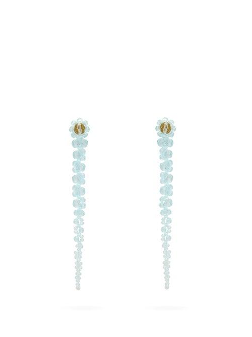 Matchesfashion.com Simone Rocha - Drip Floral Beaded Earrings - Womens - Blue