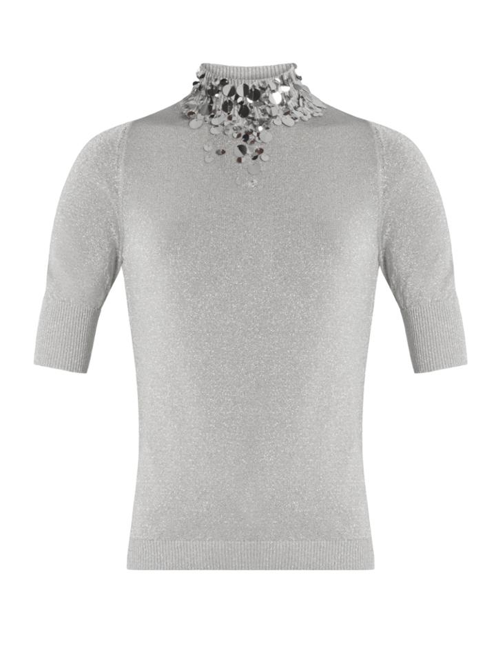 Delpozo Embellished-neck Knit Top