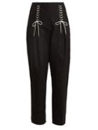 Tibi Easton Tweed Lace-up Detail Trousers