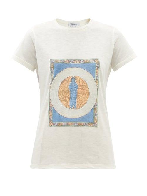 Gabriela Hearst - Guibert Saint-print Cashmere-jersey T-shirt - Womens - White Multi
